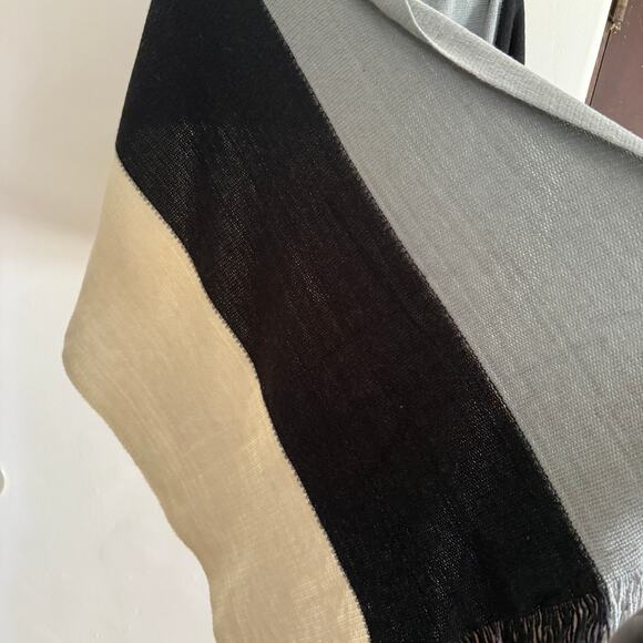 DONNI | Anthropologie Knit Black Gray and Cream Scarf Wrap Muffler - Picture 3 of 3